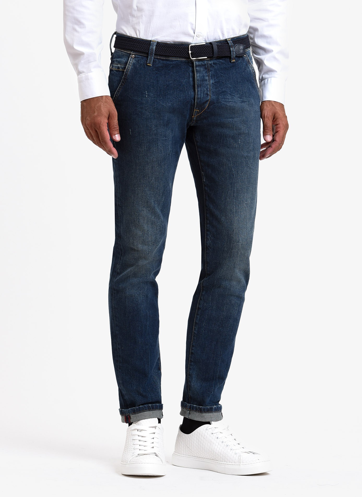 John Barritt Man Jeans With Slant Side Pockets On Front Slim Fit In Stretch Denim Color Blue Stone Wash Composition 99 Cotton 1 Elastane Bluette