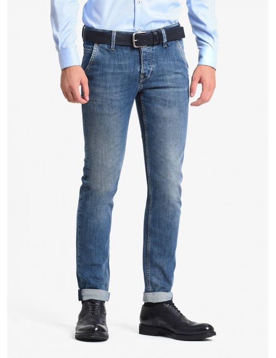 John Barritt Man Jeans With American Pockets On Front Slim Fit In Stretch Denim Fabric Color